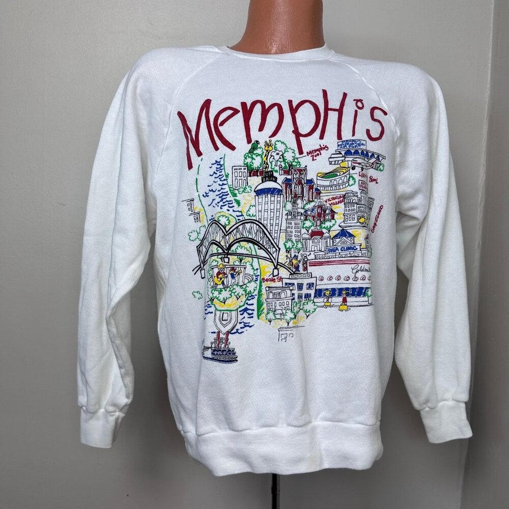 🏀🍗 Vintage 1980s/90s Memphis Sweatshirt, National Screenprint Size Medium 🍖🎶